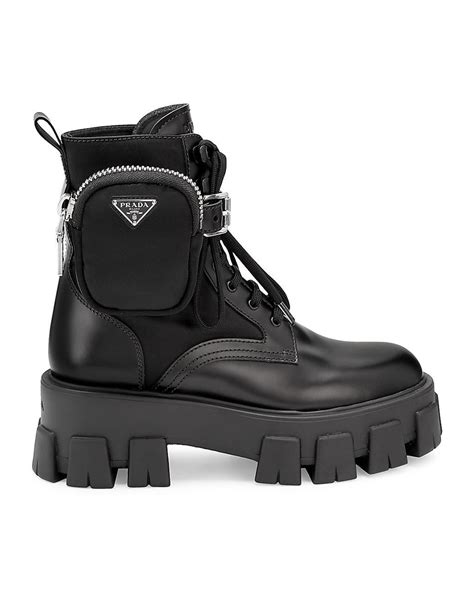 prada leather knee high boots|Prada lug sole combat boot.